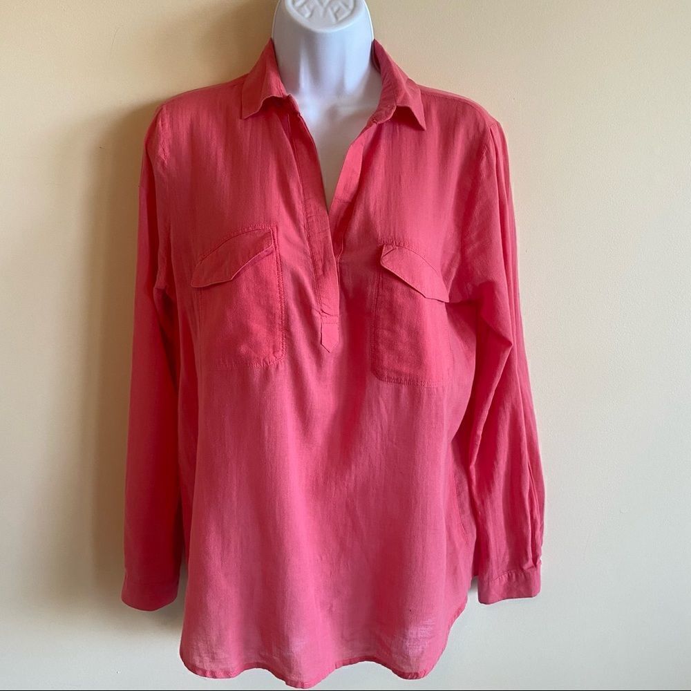Forever 21 Pink cotton V neck blouse